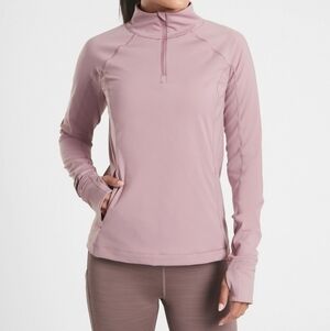 Athleta Rainier Half Zip Running Top, 5 Pockets, Flora Mauve, XS #631803